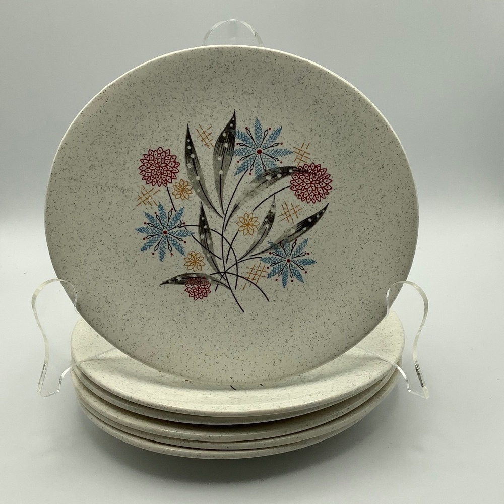 6 GRINDLEY 1950s MCM Earthenware Oval Side Plates.  Crafted in England.